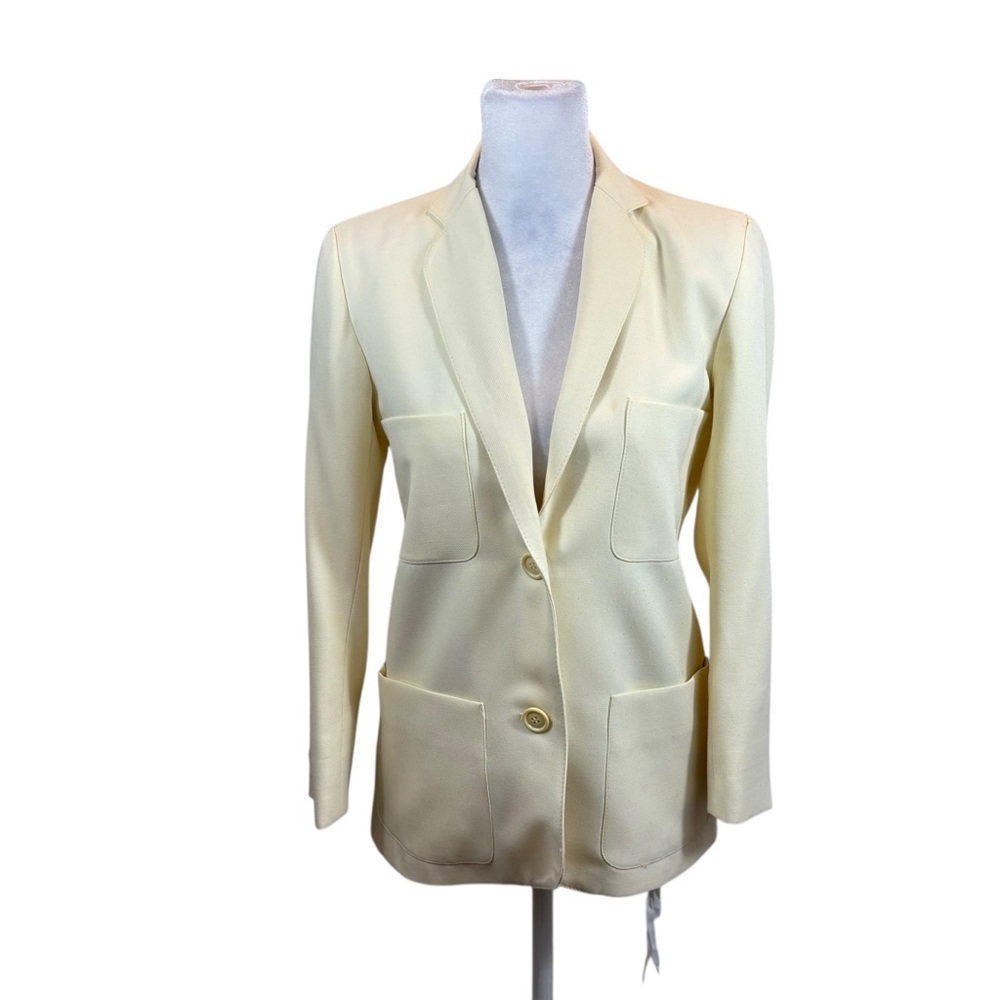 Ladies Vintage 1980’s Diane Von Furstenberg Pale Yellow Blazer Wool Blend Size 6